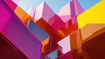 Fototapete - 3D illustration of abstract modular architecture