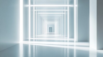 Poster - futuristic corridor concept in a science fiction setting depicted through 3d illustration