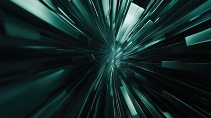 Fototapete - Abstract background featuring dark green radial motion lines with a blurred zooming effect