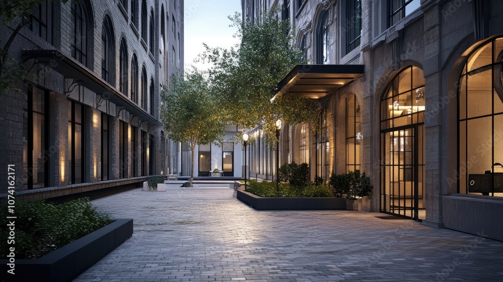 Blend of historic and contemporary architecture in an urban setting ...