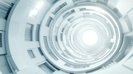 Poster - Abstract circular background featuring white architecture 3D rendering of modern architectural design showcasing futuristic building concepts