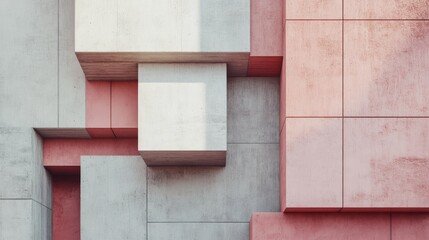 Fototapete - Abstract architectural backdrop featuring a close up of a geometric wall design Contemporary minimalist photography highlighting cement volumes with vintage pastel tones
