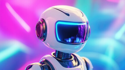 Poster - Adorable robot in a vibrant background featuring 3D rendering and illustration techniques