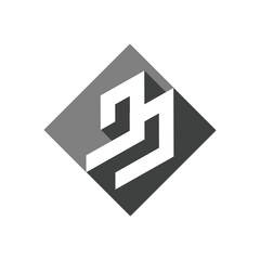 Poster - This is a simple logo design of an initial jj with shadow inside a square diamond shape that looks clean and modern on a white background