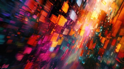 Fototapete - Abstract colorful digital urban backdrop featuring noise effects perfect for futuristic themes in presentations and brochures