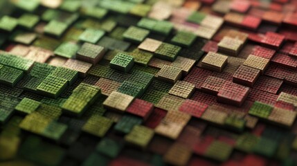 Poster - Contrast of green brown and red pixel textures