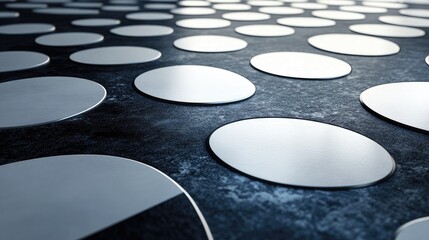 Fototapete - Abstract background featuring a floor design with contrasting white and dark circular patterns