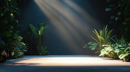 Poster - Outdoor spotlight positioned on the floor stage illuminating the ground with vibrant light