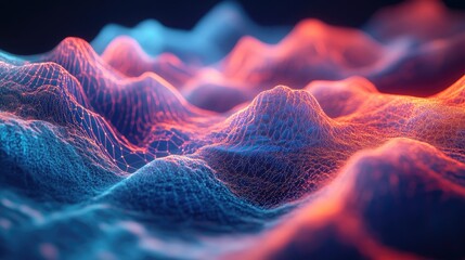 Aufkleber - Futuristic point background with a dynamic wave Exceptional data visualization in 3D rendering
