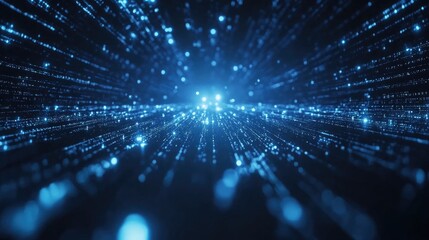 Fototapete - Blue digital cyberspace with data network connections representing high speed internet and the concept of future technology in an abstract background