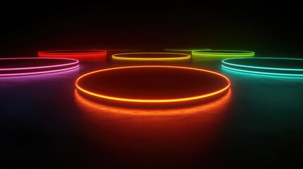 Aufkleber - 3D Rendered Abstract Glowing Neon Circular Lines in High Resolution