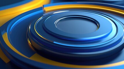 Aufkleber - Futuristic abstract background featuring blue and yellow circular interface design