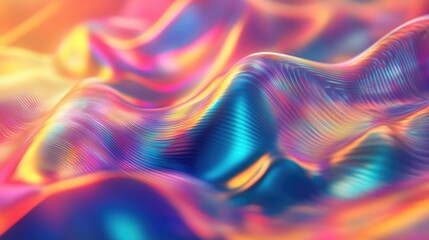 Aufkleber - Iridescent holographic waves in motion create an abstract colorful background Ideal for banners wallpapers posters and cover designs in 3D render style