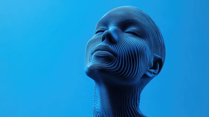 Fototapete - A blue figure set against a blue background