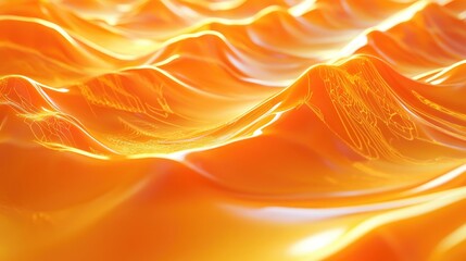 Aufkleber - Orange wave light gradient texture background Abstract representation of technology and big data in a digital environment 3D rendering
