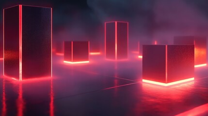 Poster - Abstract background featuring glowing shapes and the concept of polar lights in a dark setting