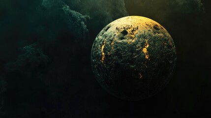 Poster - Abstract planet reflected on a dark background created using computer generated fractal imagery