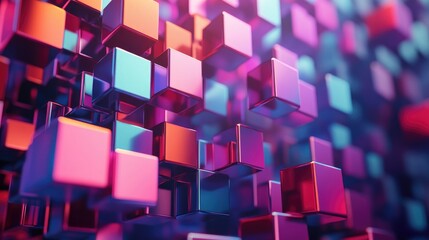 Poster - Stylish cubes backdrop