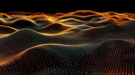Poster - 3D wave points creating a fractal grid showcasing a futuristic infographic for sound visualization