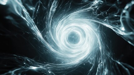 Fototapete - Abstract monochrome energy representation with twisting lines forming spirals Shock waves radiate from the center against a dark backdrop featuring glowing sphere like lines 4k resolution