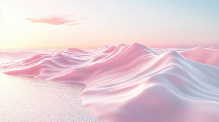 Aufkleber - Gentle waves and simple forms in a soft pastel color scheme created using 3D rendering techniques