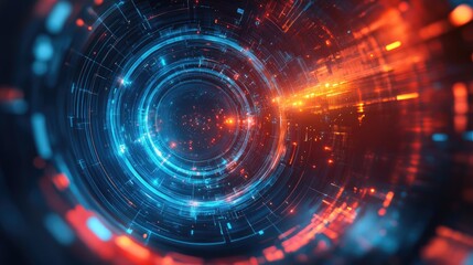 Fototapete - Neon abstract background with high tech elements
