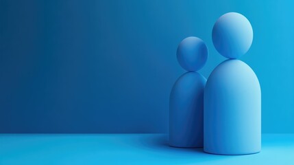 Fototapete - A blue figure set against a blue background