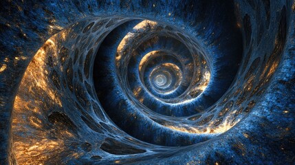 Fototapete - Blue glowing curves in the cosmos an abstract illustration created through computer generation