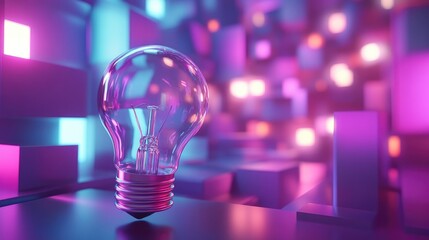 Aufkleber - 3D Light Bulb Against a Creative Backdrop