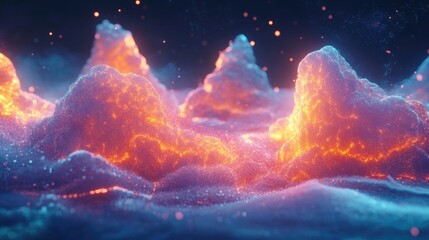 Poster - Abstract background featuring glowing shapes and the concept of polar lights in a dark setting