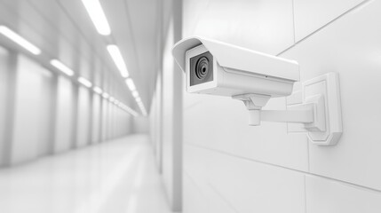 Poster - White surveillance camera for security monitoring