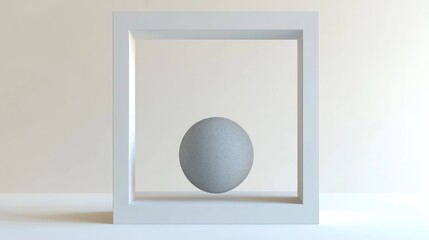 Poster - A gray sphere enclosed in a white frame
