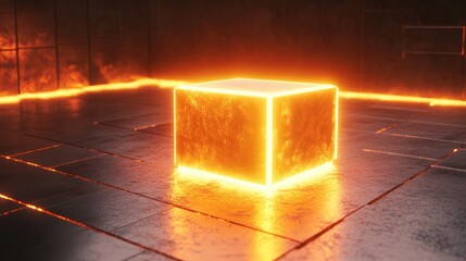 Poster - Bright orange box emitting light energy