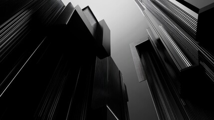 Fototapete - Abstract black geometric background featuring contemporary shapes