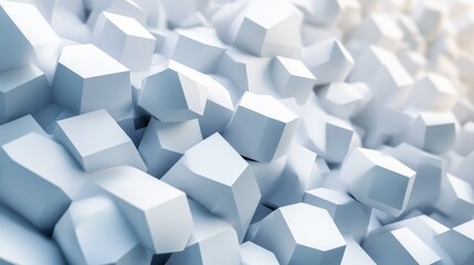 Poster - 3D rendering of abstract hexagonal geometric surfaces in a virtual environment Geometric shapes are randomly distributed creating a polyhedral hexagon wall