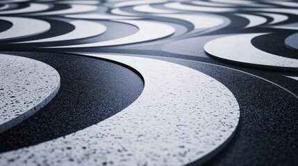 Leinwandbilder - Abstract background featuring a floor design with contrasting white and dark circular patterns