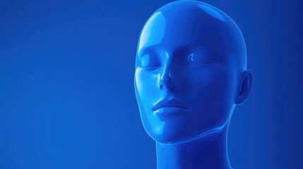 Fototapete - A blue figure set against a blue background