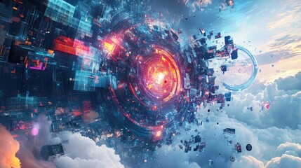 Poster - Technology Inspired Art Depicting Business Growth and Scientific Themes