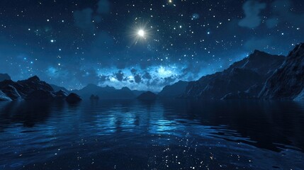 Aufkleber - Background night sky with stars in 3D cartoon rendering