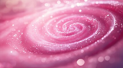 Poster - Beautiful abstract pink shiny background with a 3D cartoon rendering of a spiral galaxy and glitter