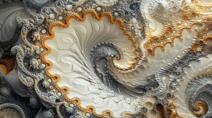 Poster - Abstract fractal background illustrations featuring textured chaos ornament in a 3D cartoon rendering style