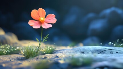 Poster - Cosmos a quintessential autumn flower depicted in a 3D cartoon rendering
