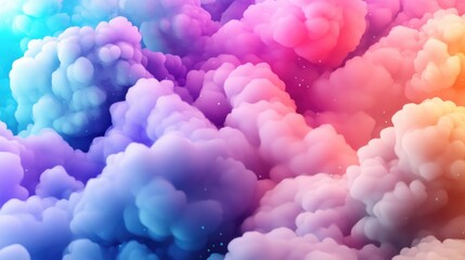 Aufkleber - Clouds of mist on vibrant colorful backgrounds in 3D cartoon rendering