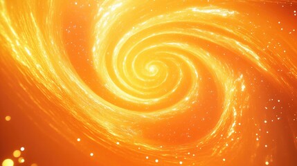 Poster - Orange Glowing Spiral Galaxy in a 3D Cartoon Rendering