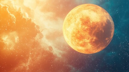 Poster - Cartoon 3D rendering of Planet Venus Cosmos art Solar system