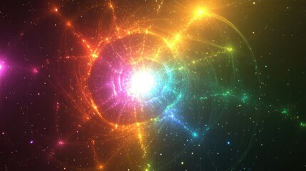 Poster - Colorful glowing space mandala a computer generated abstract background in 3D cartoon rendering