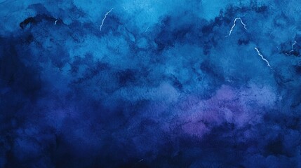 Poster - Neon cosmic paper textured light blue watercolor background in a 3D cartoon rendering Deep dark ink canvas ideal for contemporary creative design Aquarelle illustration of a lightning night sky an