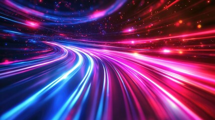 Leinwandbilder - Abstract background featuring glowing lines neon lines and laser beams in a futuristic technological style created in 3D cartoon rendering