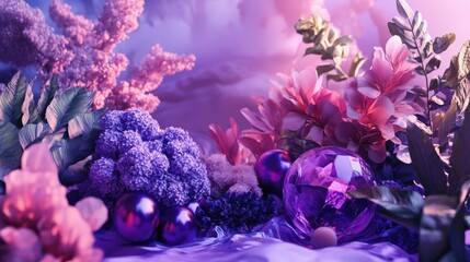 Aufkleber - 3D cartoon rendering featuring natural materials transformed into purple