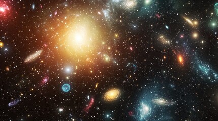 Fototapete - Cartoon style 3D rendering of a universe brimming with stars nebulae and galaxies